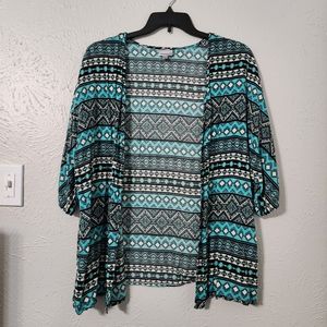 Avenue Blue & Black Boho Kimono